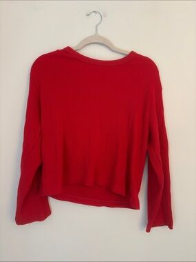 GapBody Red Thermal Long Sleeve and Pant Pajama Set Pants Size Small Top Medium